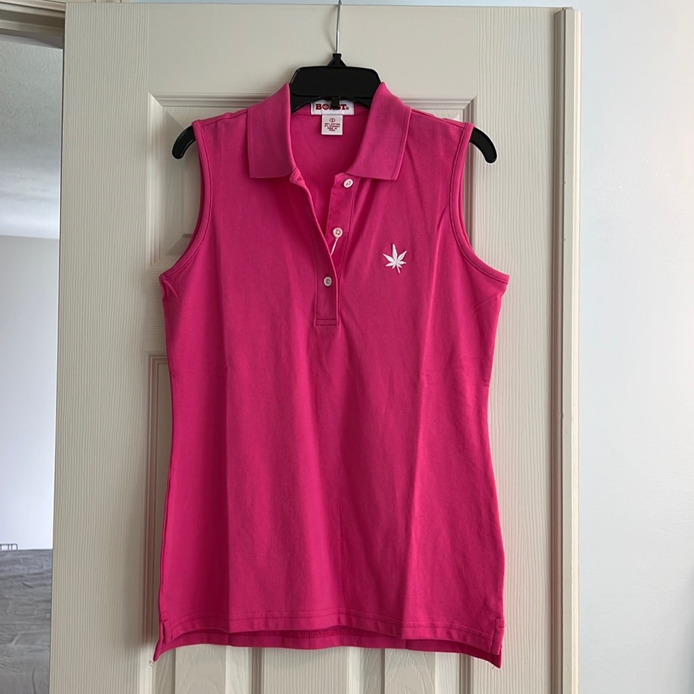 Boast Women's Sleeveless Pique Polo Top Fuchsia- NWT